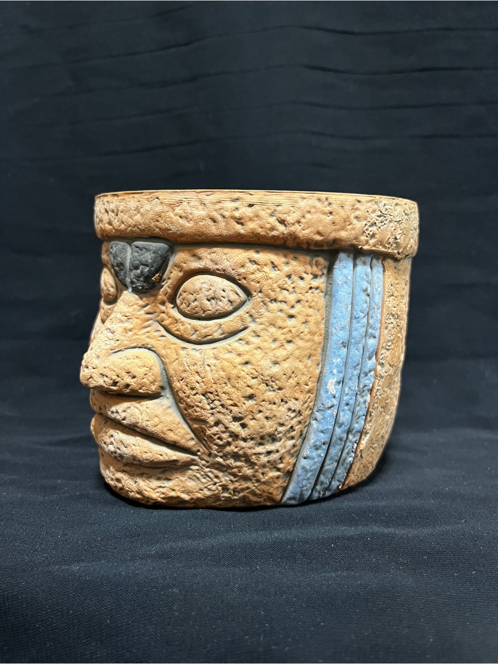 Terracotta Tribal Face Sculpture Decorative planter, vase - Handmade